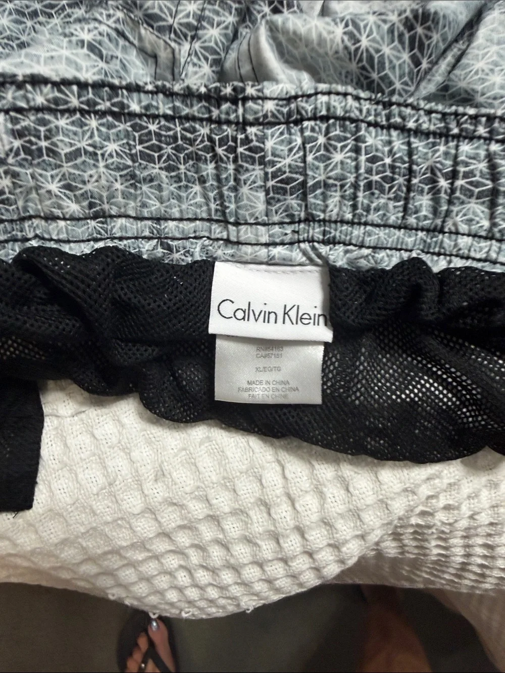 Calvin Klein Black & Gray Patterned Swim Shorts